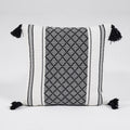 Woven Diamond Pillow Cover with Tassels – Charcoal
