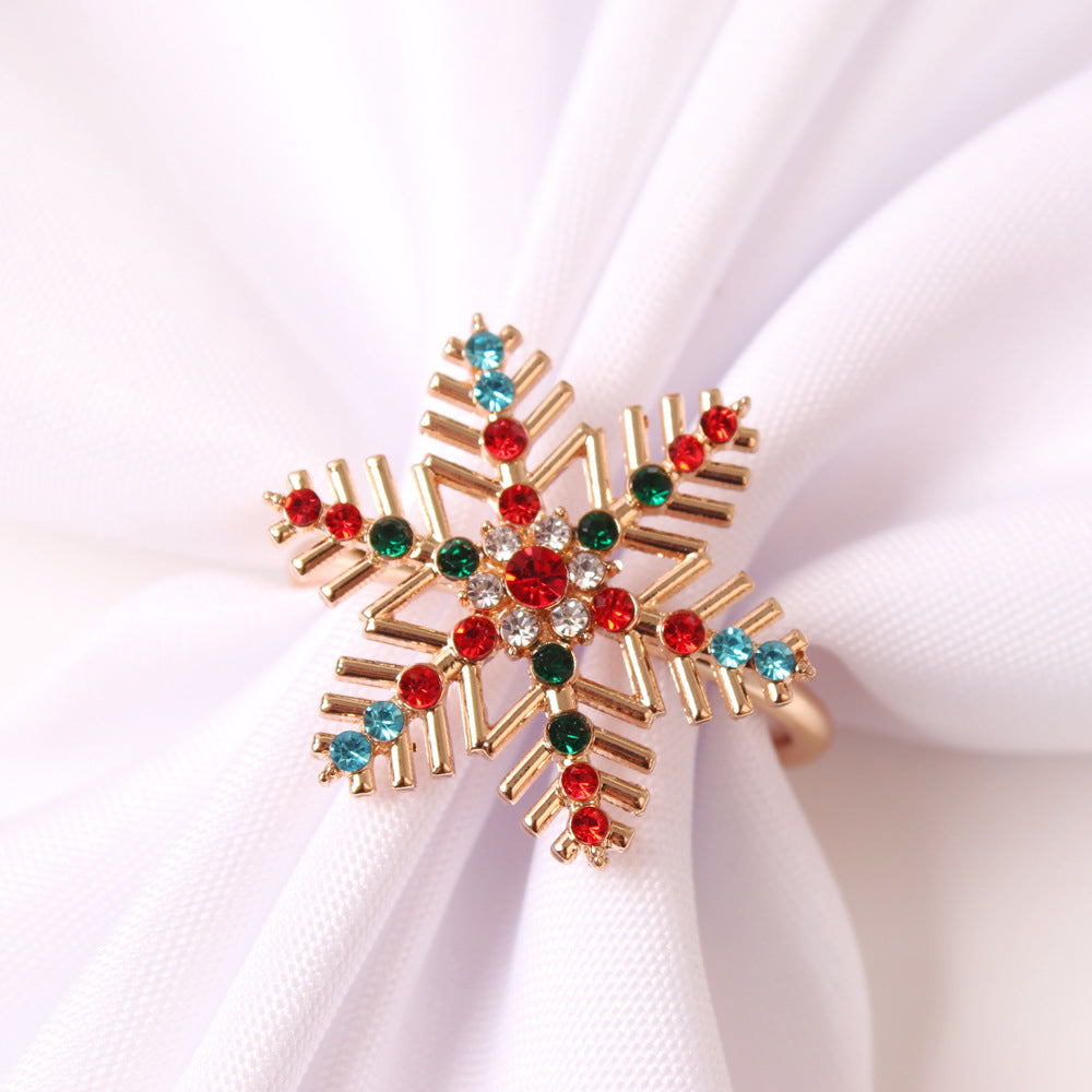 Gold-tone Christmas napkin rings with enamel details – view 5