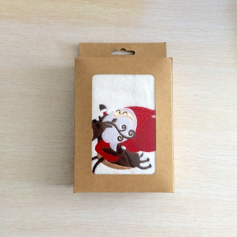 Embroidered holiday guest towel