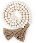 Wood bead garland with jute tassels – view 4