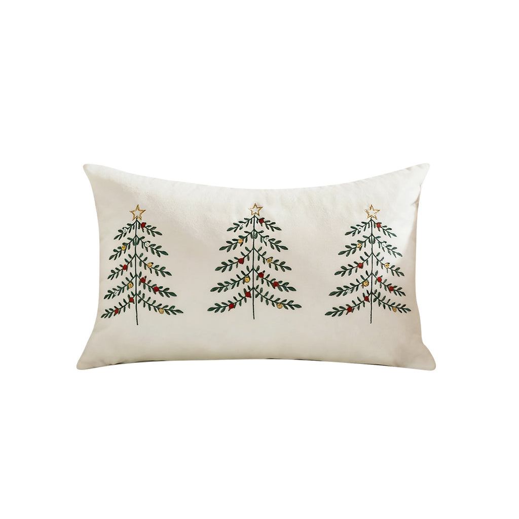 Embroidered Christmas tree lumbar pillow cover – view 5