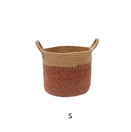 Two-Tone Rope Storage Basket – Rust & Natural