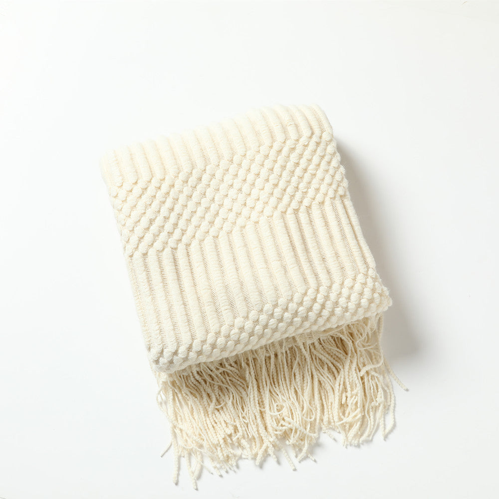 Knit throw blanket with tassels – view 2