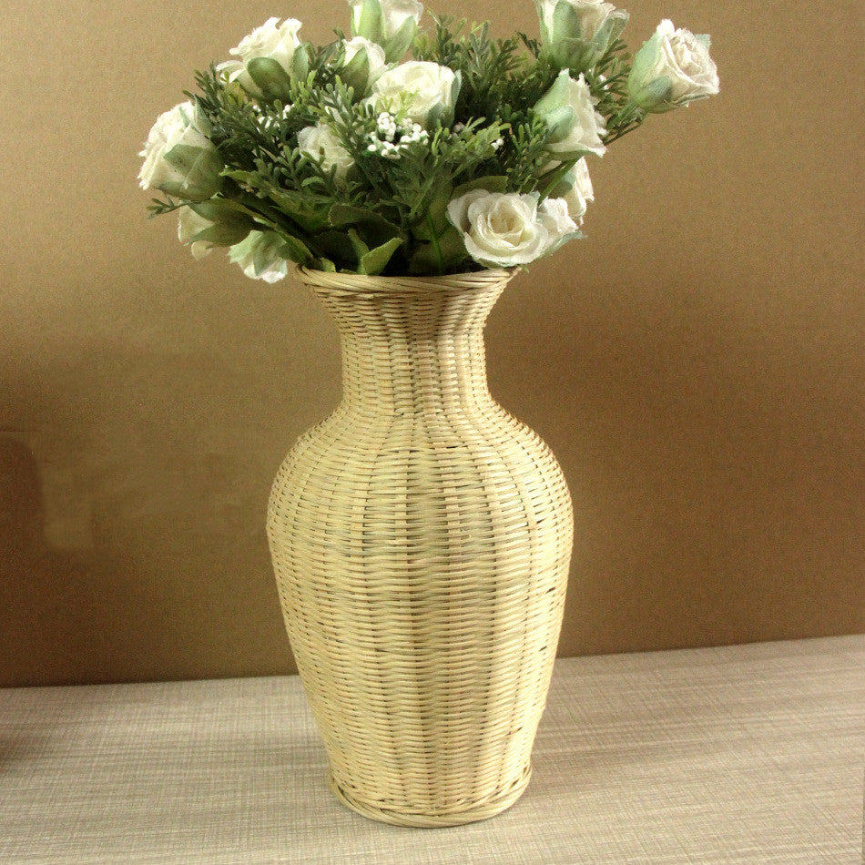 Handmade woven bamboo vase – view 2