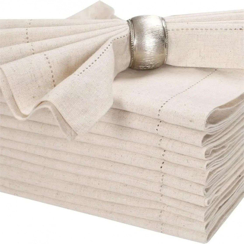 Hemstitched cotton-linen napkins, set of 6 – view 7