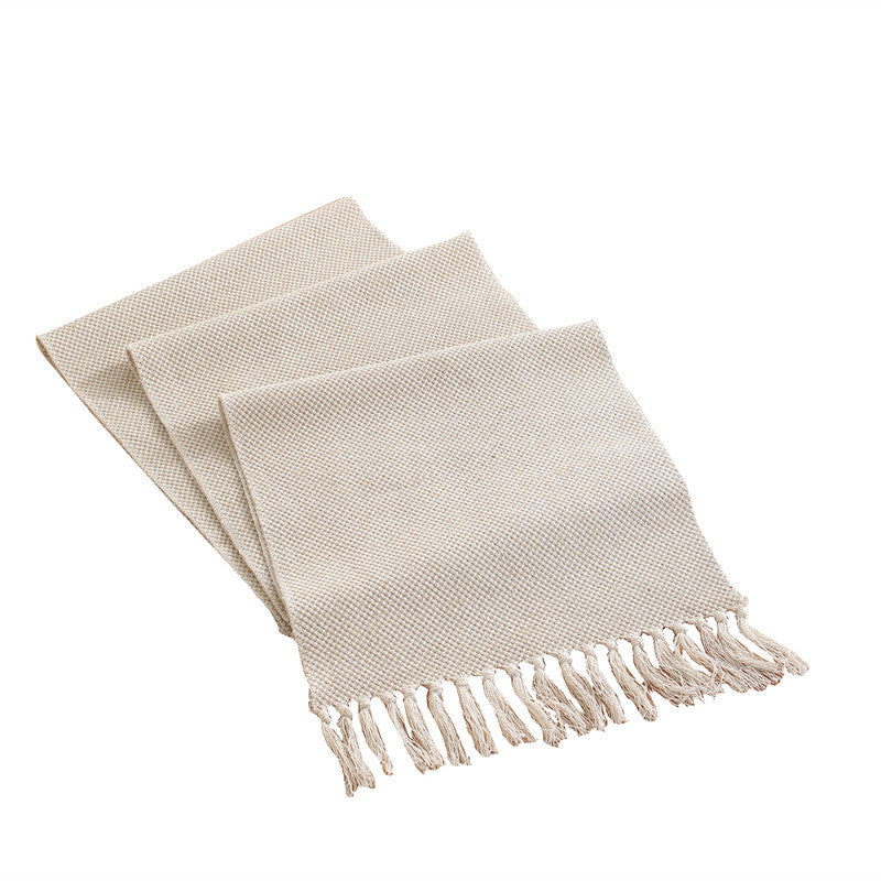 Woven cotton table runner with tassels – view 5
