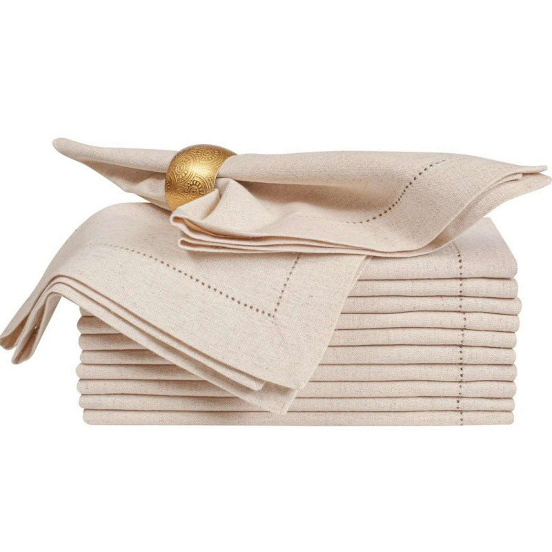 Hemstitched cotton-linen napkins, set of 6 – view 1