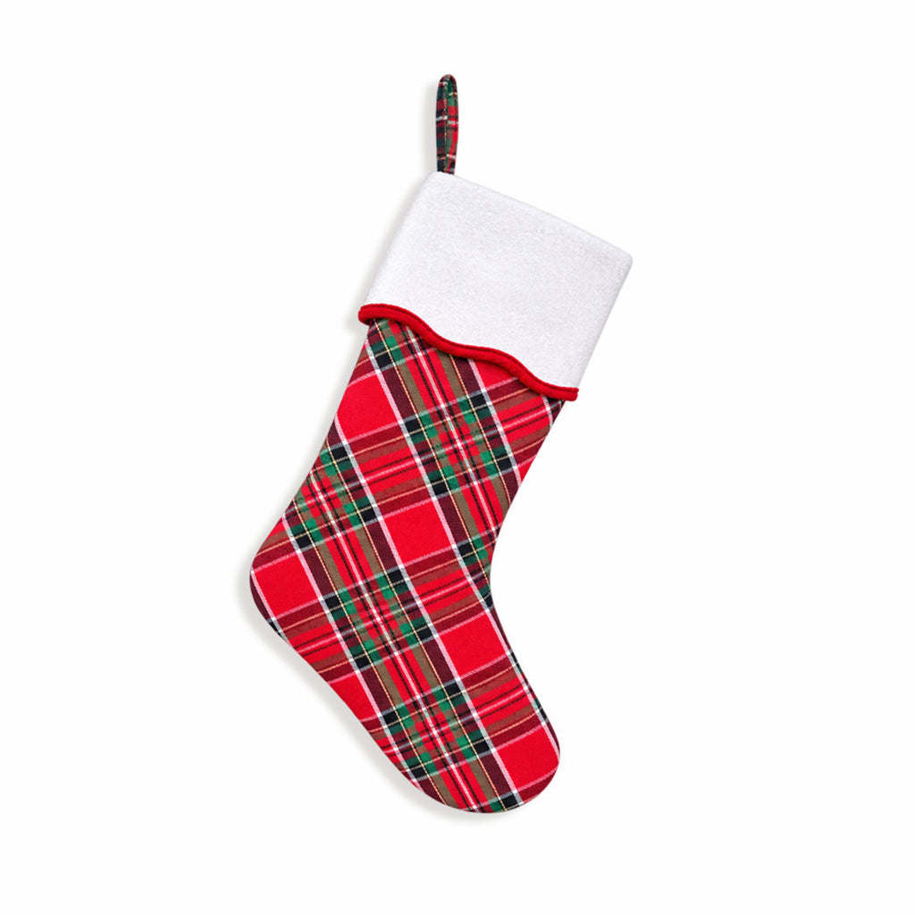 Classic Christmas stocking in red velvet, white plush or red tartan – view 4