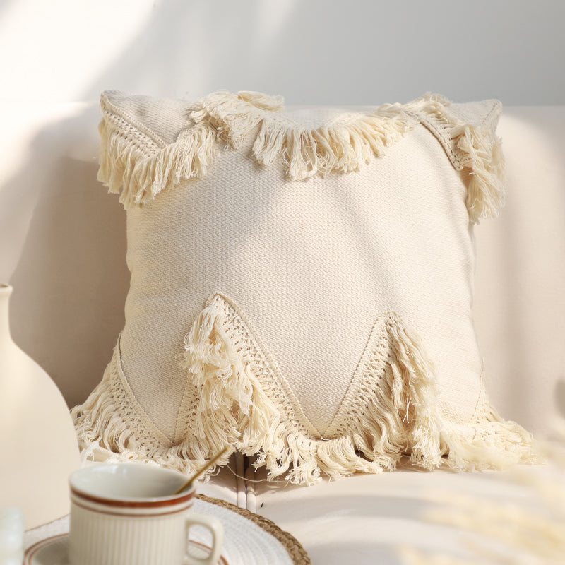 Cream tufted boho pillow – view 3