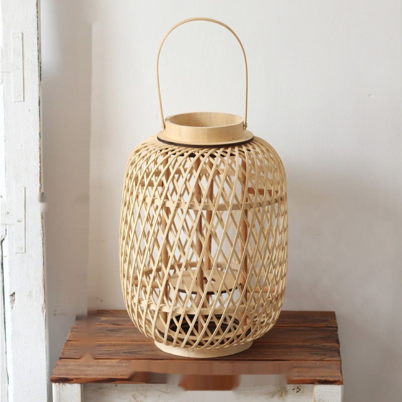 Diamond weave bamboo lantern – view 5