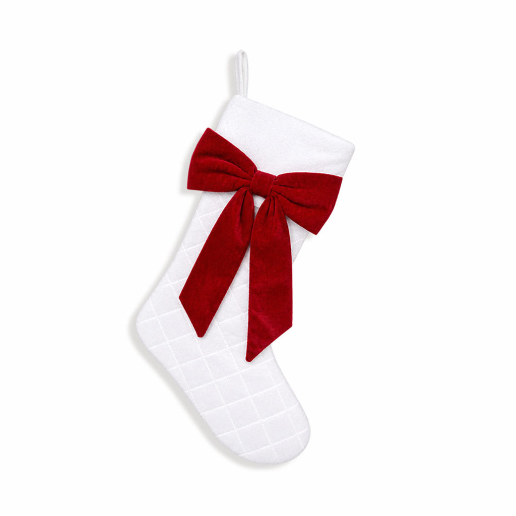 Classic Christmas stocking in red velvet, white plush or red tartan – view 3