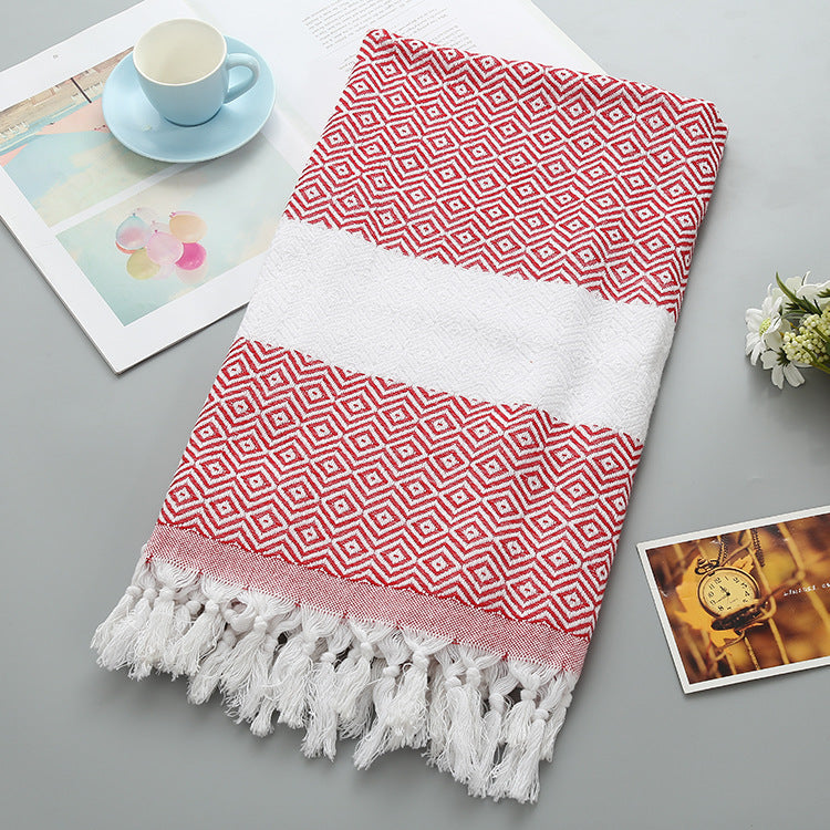 Turkish-style peshtemal towel with tassels – view 7
