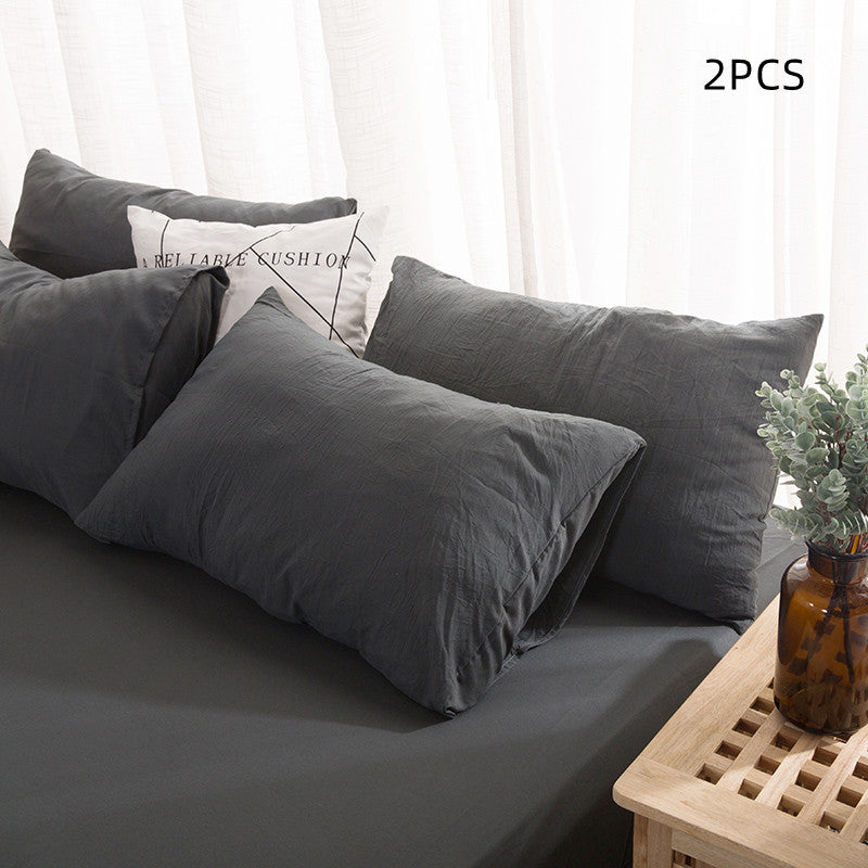 Washed cotton pillowcases in Dark Grey, set of 2