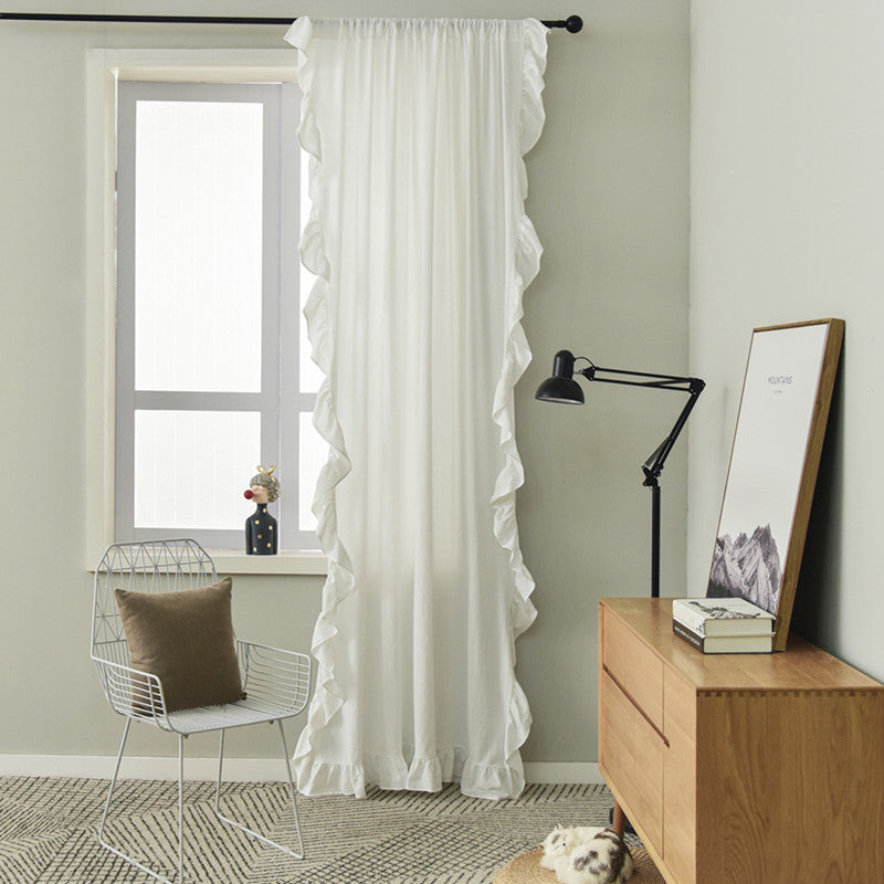 Ruffled cotton curtain panel – view 1