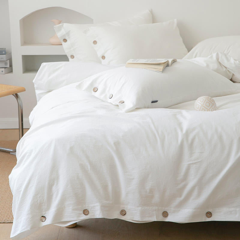 Washed cotton bedding set with button closure – view 3