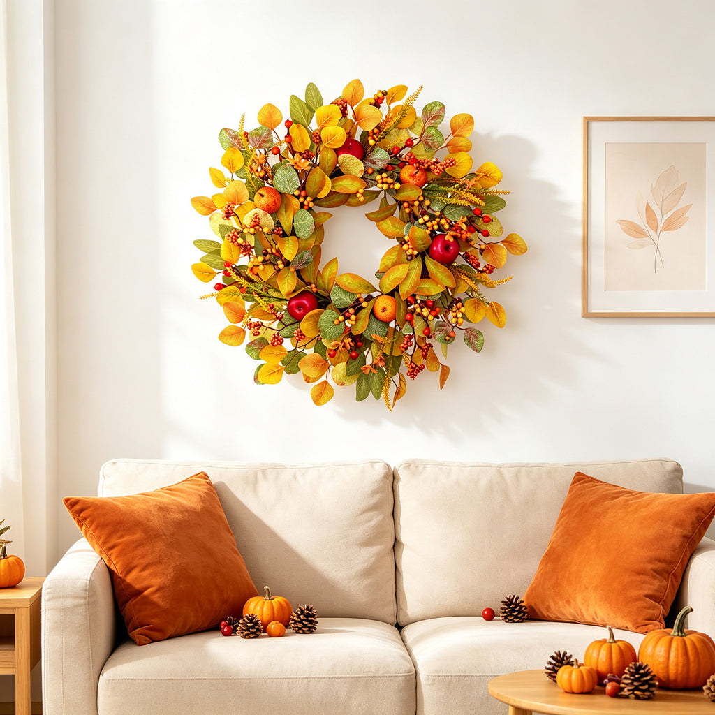 Autumn wreath with faux apples and berries – view 6