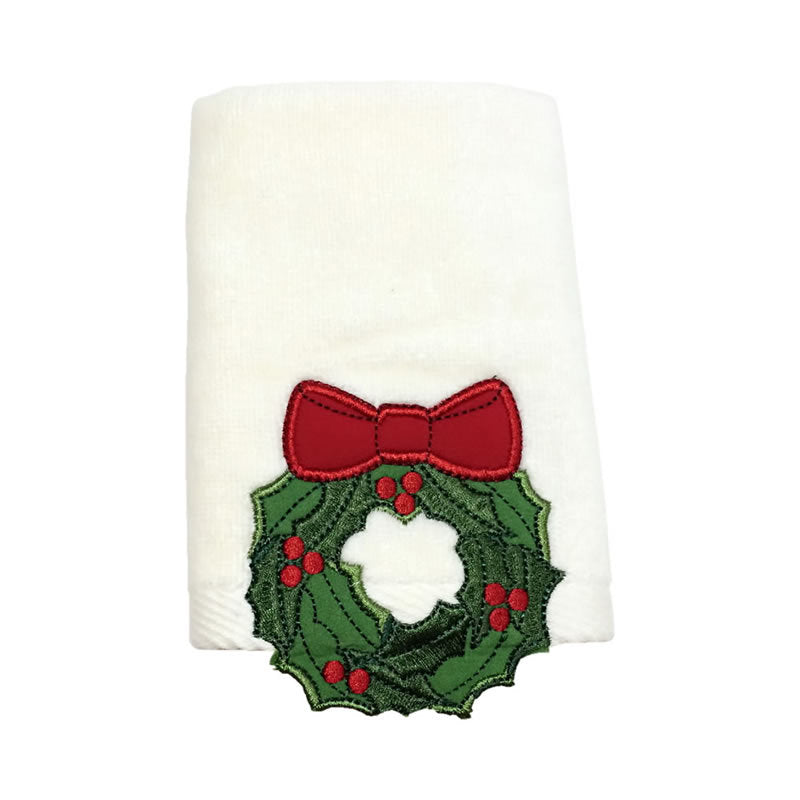 Embroidered holiday guest towel