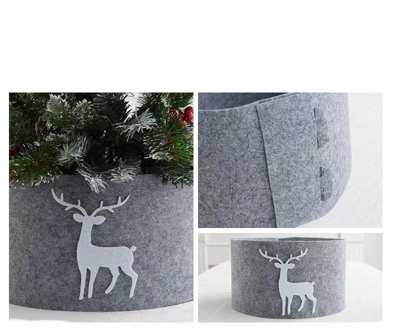 Grey felt Christmas tree collar with white reindeer – view 4