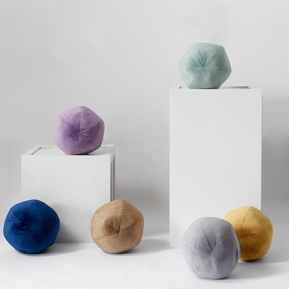 Velvet ball throw pillows in seven colours