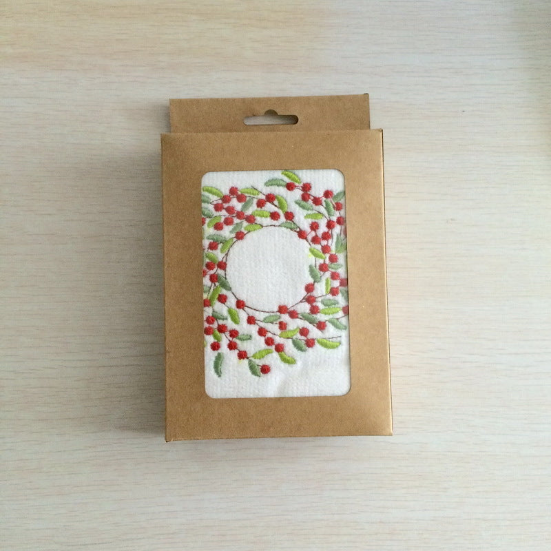 Embroidered holiday guest towel