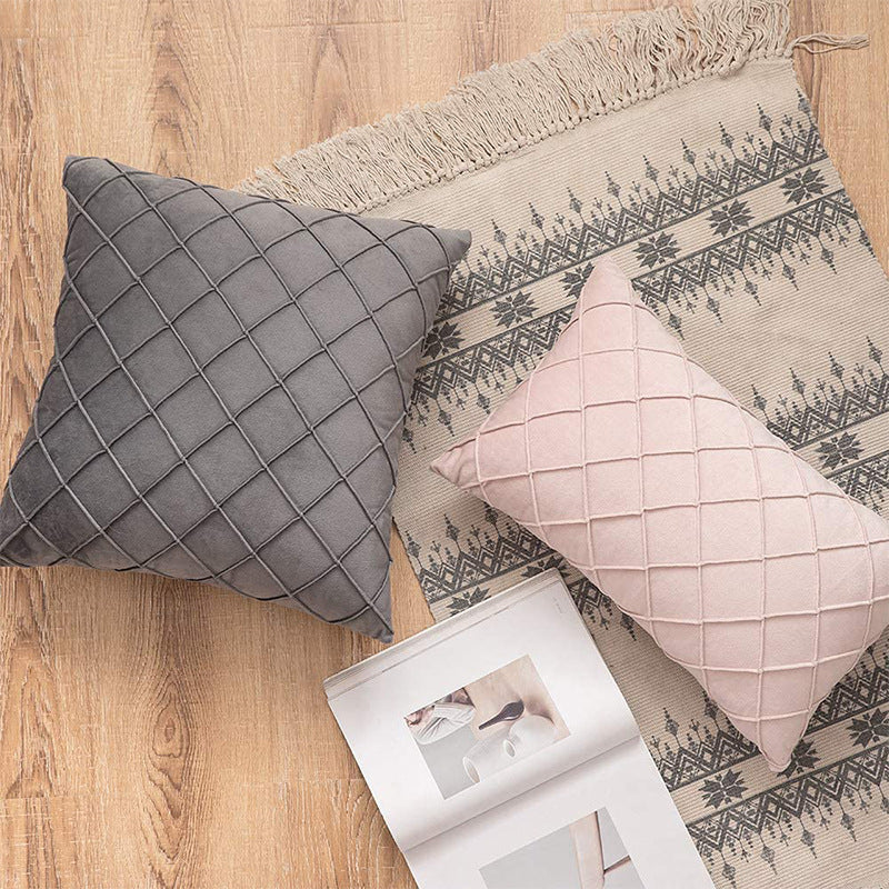 Velvet diamond pintuck pillow cover – view 5