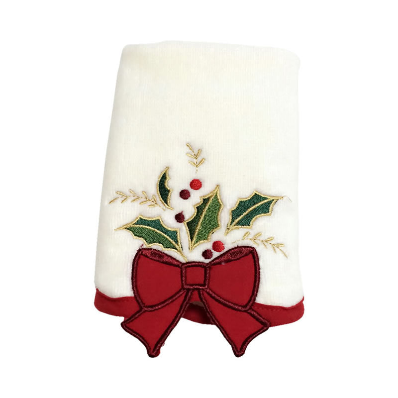 Embroidered holiday guest towel