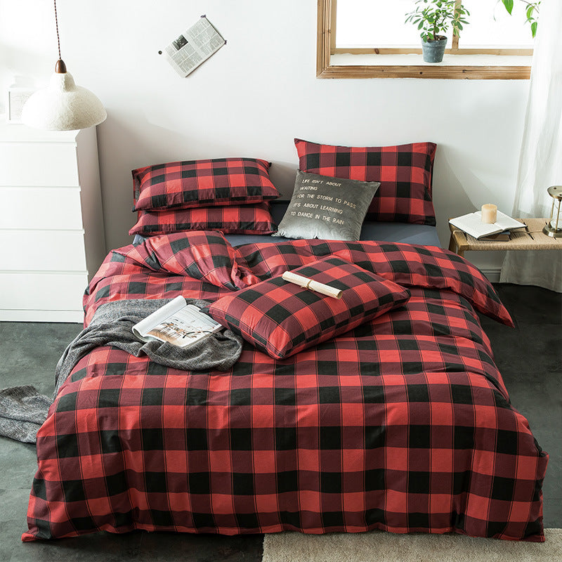 Plaid cotton bedding set – view 1