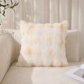 Tie-dye plush faux fur throw pillow in Peach Mist