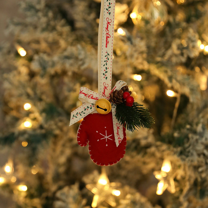 Felt Christmas Ornament – Stocking, Mitten, Tree or Snowflake – Red Mitten
