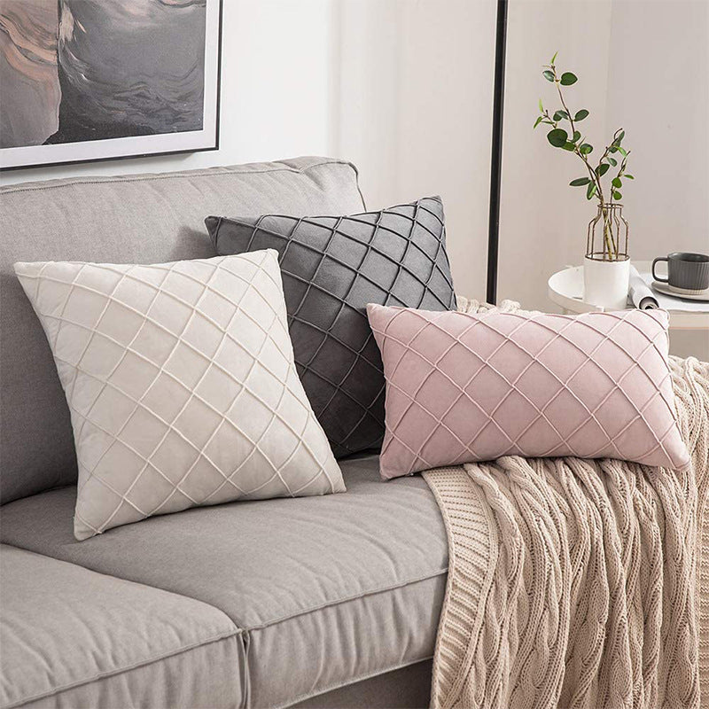 Velvet diamond pintuck pillow cover – view 2