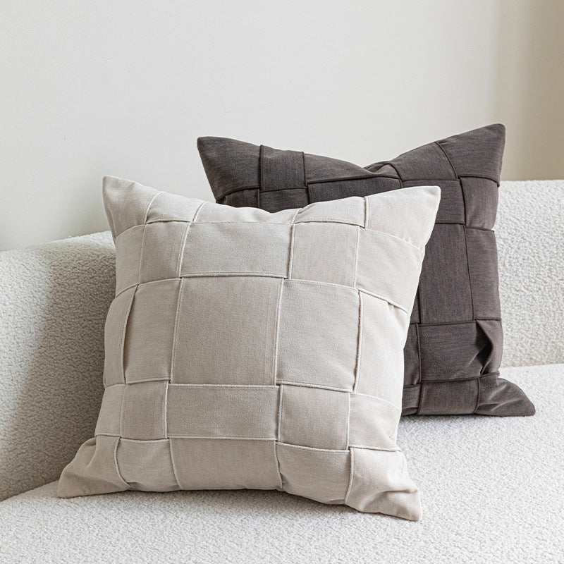Chenille basket-weave pillow with insert – view 1