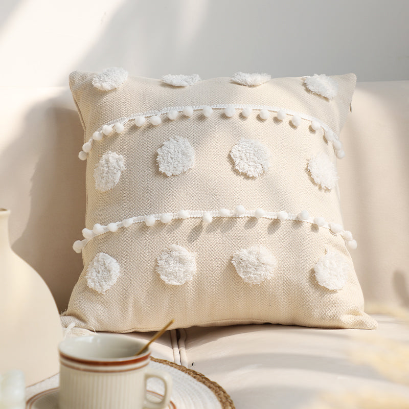 Cream tufted boho pillow – view 1