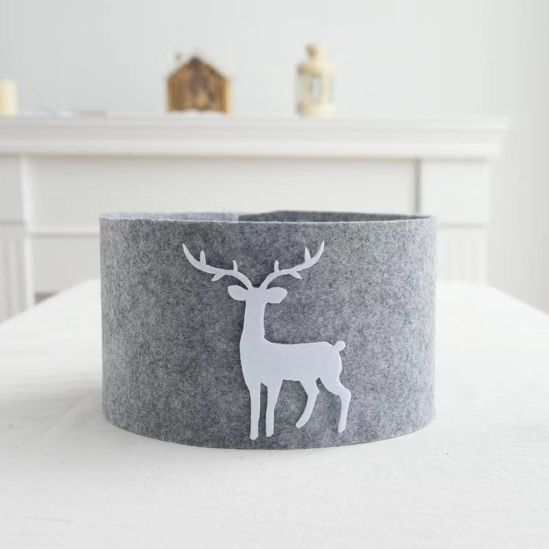 Grey felt Christmas tree collar with white reindeer – view 2