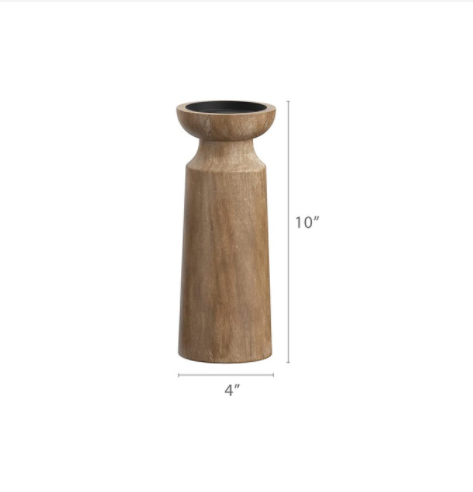 Solid Wood Pillar Candle Holder – 25 cm (10 in)
