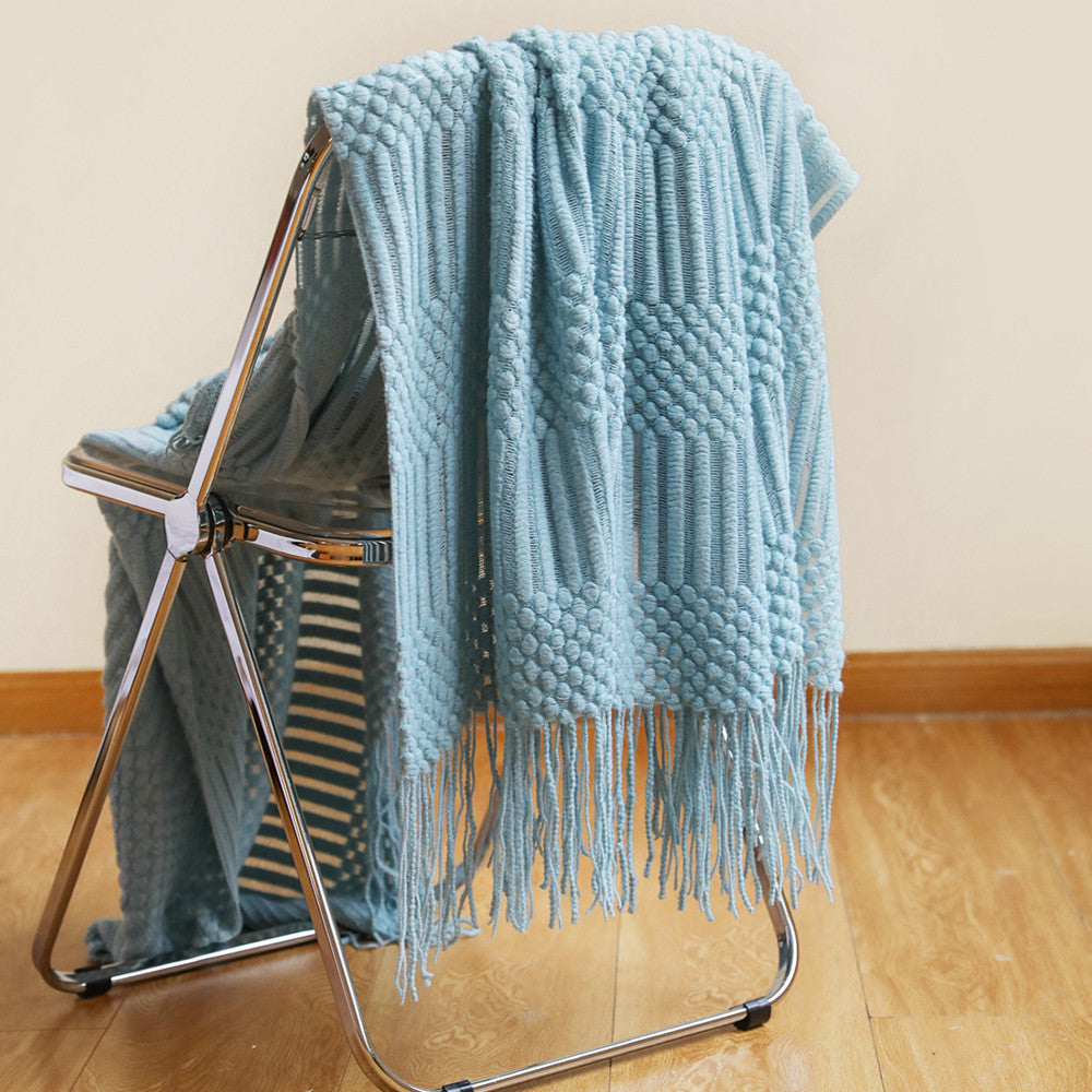Knit throw blanket with tassels – view 9