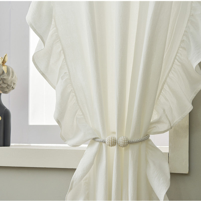 Ruffled cotton curtain panel – view 2