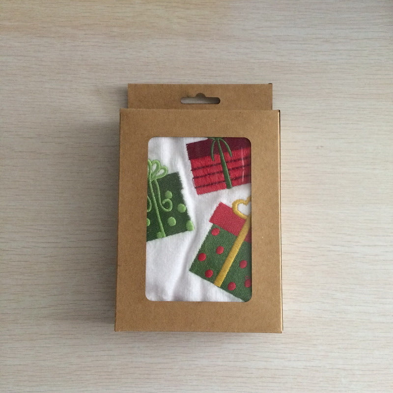 Embroidered holiday guest towel