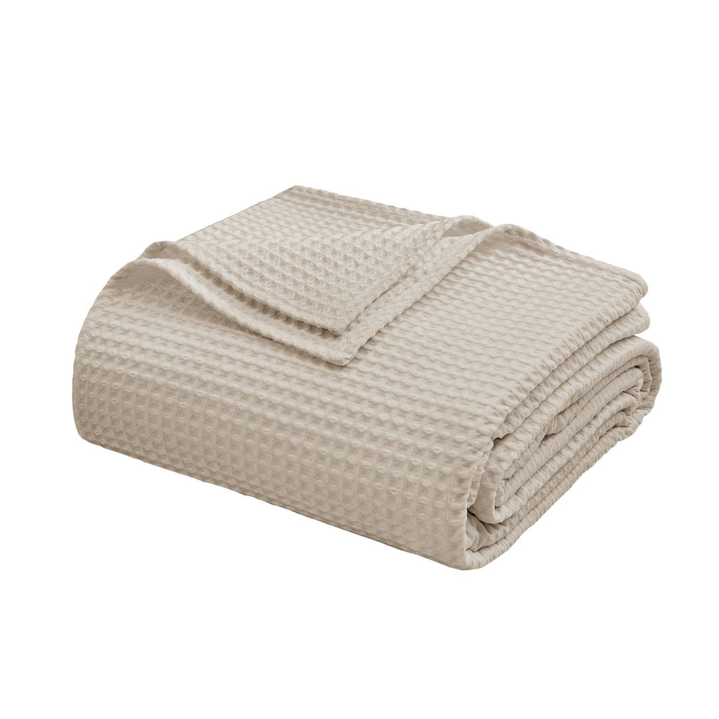 Cotton Waffle Weave Blanket – Sand