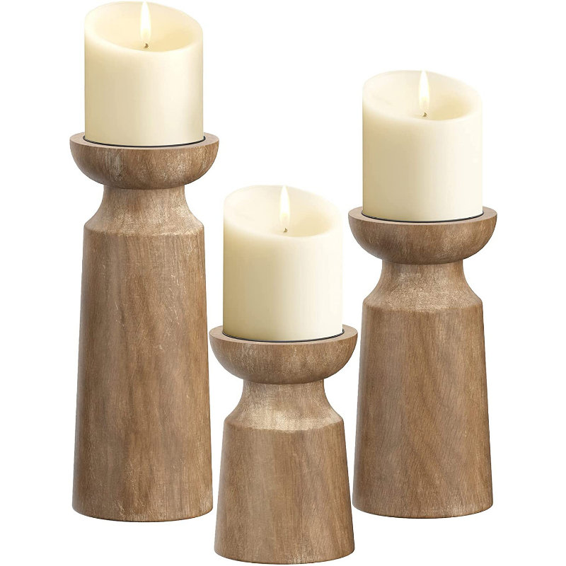 Solid wood pillar candle holder – view 2