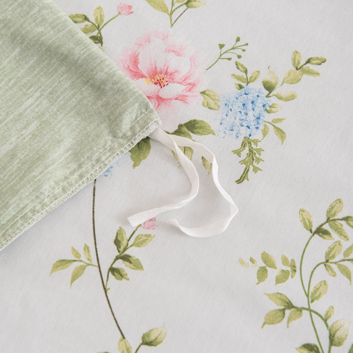 Sage floral ruffle duvet cover set – view 7