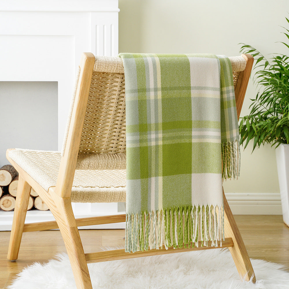 Plaid throw blanket with fringe – view 5