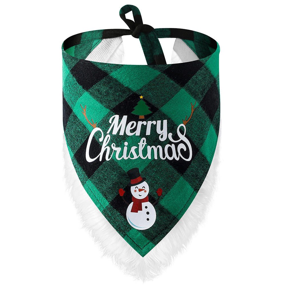 Christmas Plaid Pet Bandana – Red Plaid with Santa