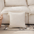 Woven Jacquard Pillow Cover – Garden Collection – Ivory Tassel