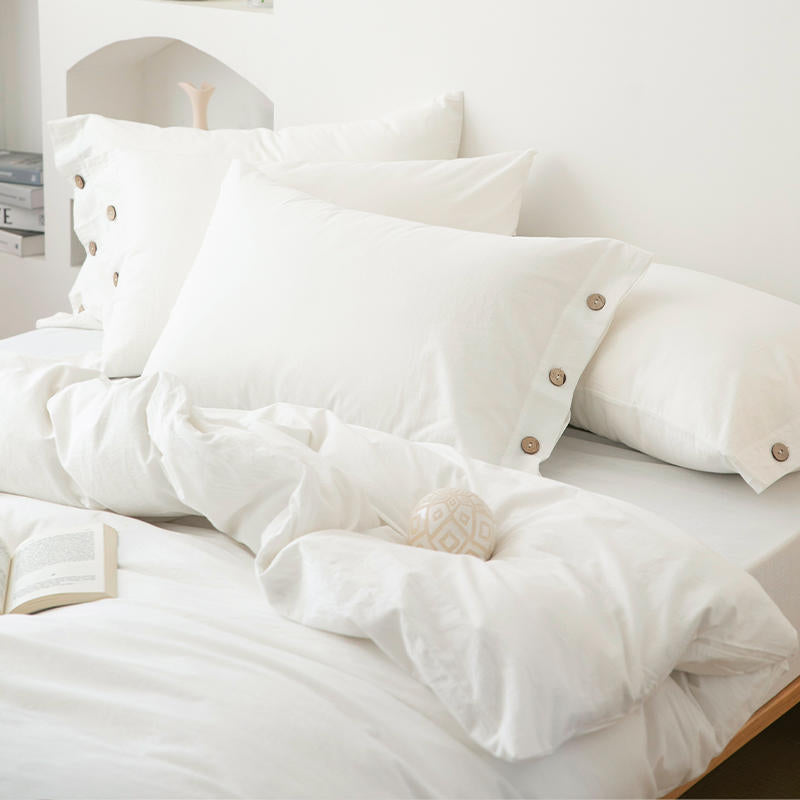 Washed cotton bedding set with button closure – view 4