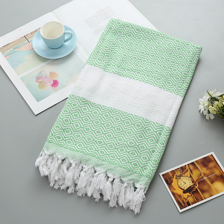 Turkish-style peshtemal towel with tassels – view 4