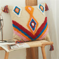 Colourful tufted pillow cover with tassels – view 3