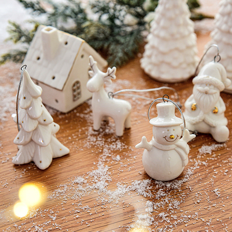 White ceramic Christmas ornament – view 1