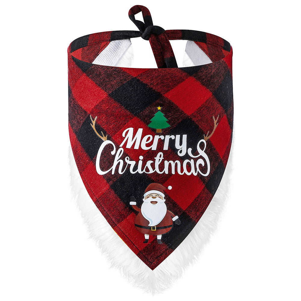 Christmas Plaid Pet Bandana – Green Plaid with snowman