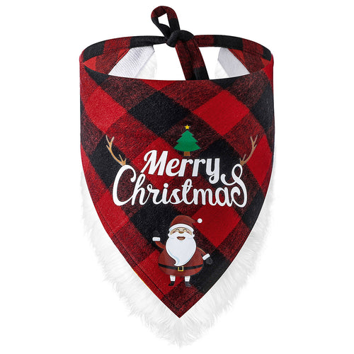 Christmas Plaid Pet Bandana – Green Plaid with snowman