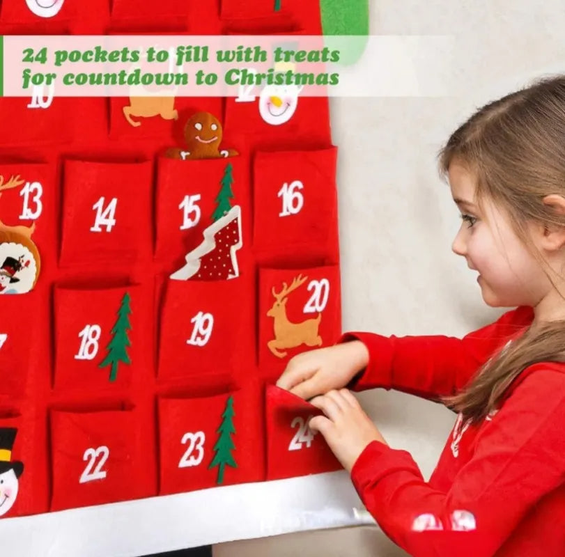 Santa felt advent calendar with 24 numbered pockets – view 3